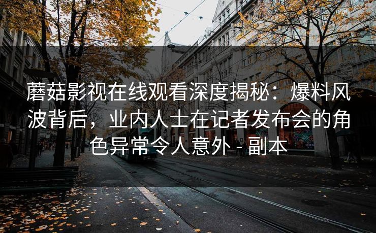 蘑菇影视在线观看深度揭秘：爆料风波背后，业内人士在记者发布会的角色异常令人意外 - 副本