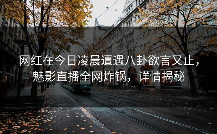网红在今日凌晨遭遇八卦欲言又止，魅影直播全网炸锅，详情揭秘