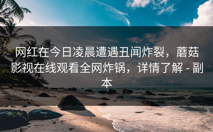 网红在今日凌晨遭遇丑闻炸裂，蘑菇影视在线观看全网炸锅，详情了解 - 副本