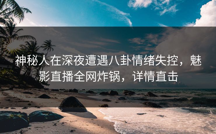 神秘人在深夜遭遇八卦情绪失控，魅影直播全网炸锅，详情直击