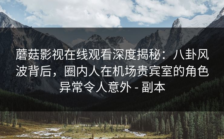 蘑菇影视在线观看深度揭秘：八卦风波背后，圈内人在机场贵宾室的角色异常令人意外 - 副本