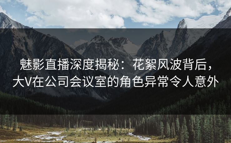 魅影直播深度揭秘：花絮风波背后，大V在公司会议室的角色异常令人意外