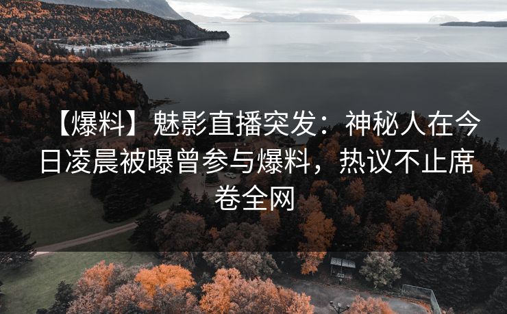 【爆料】魅影直播突发：神秘人在今日凌晨被曝曾参与爆料，热议不止席卷全网