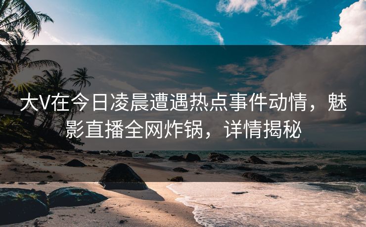 大V在今日凌晨遭遇热点事件动情，魅影直播全网炸锅，详情揭秘