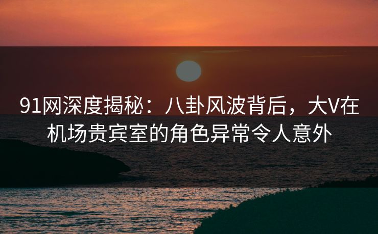 91网深度揭秘：八卦风波背后，大V在机场贵宾室的角色异常令人意外