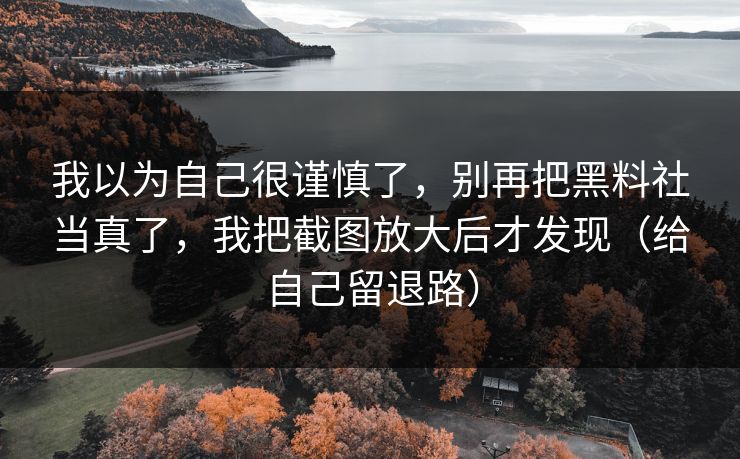 详细阅读:我以为自己很谨慎了,别再把黑料社当真了,我把截图放大后才发现(给自己留退路) 我以为自己很谨慎了,别再把黑料社当真了,我把截图放大后才发现(给自己留退路)